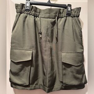 Express Olive Green Paper Bag Cargo Mini Skirt Small